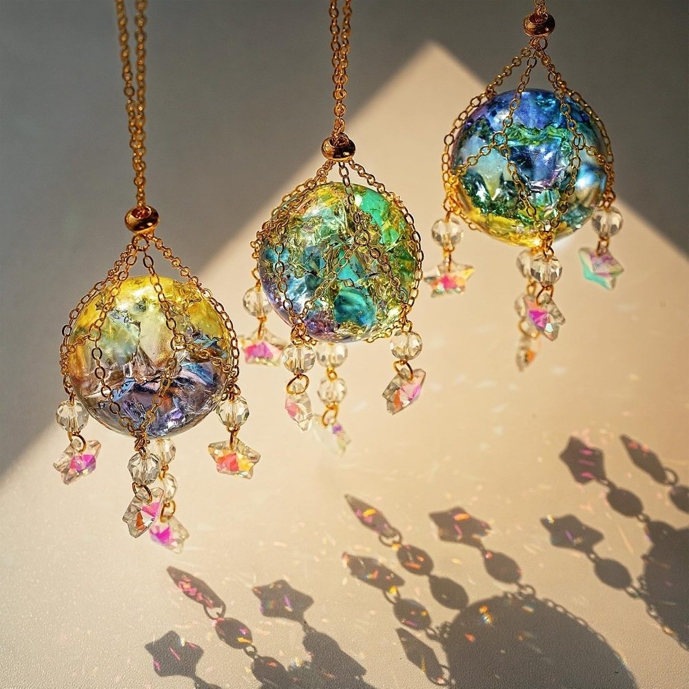 Crystal Ball Decor - Attrape-soleil en verre cristal transparent, boule