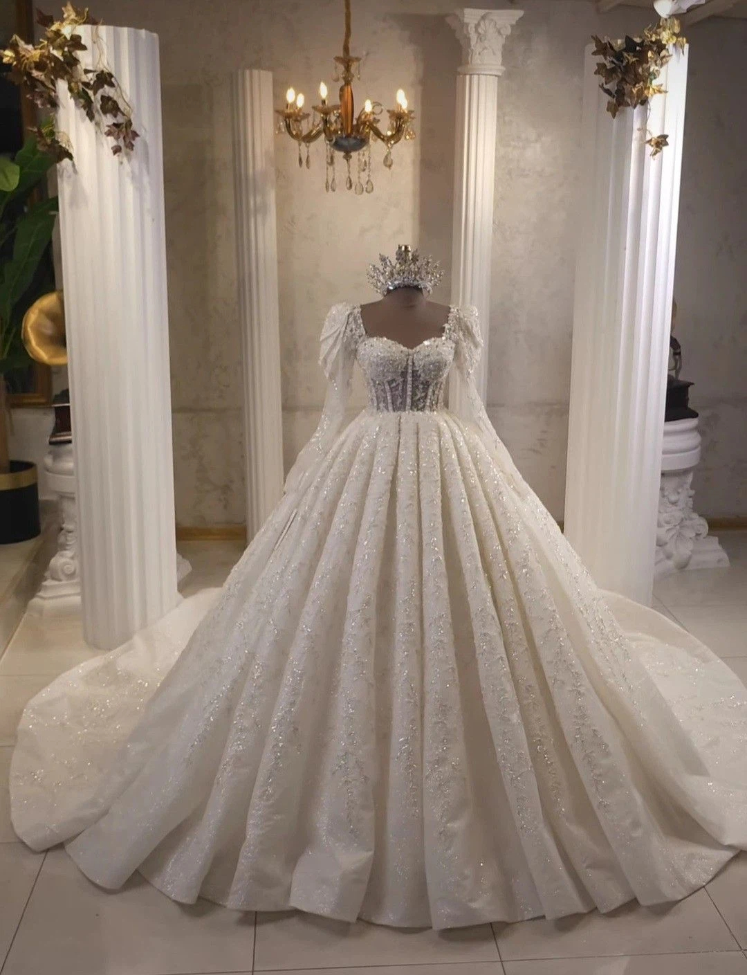 Crystal Ball Decor - Robe de mariée de luxe scintillante,