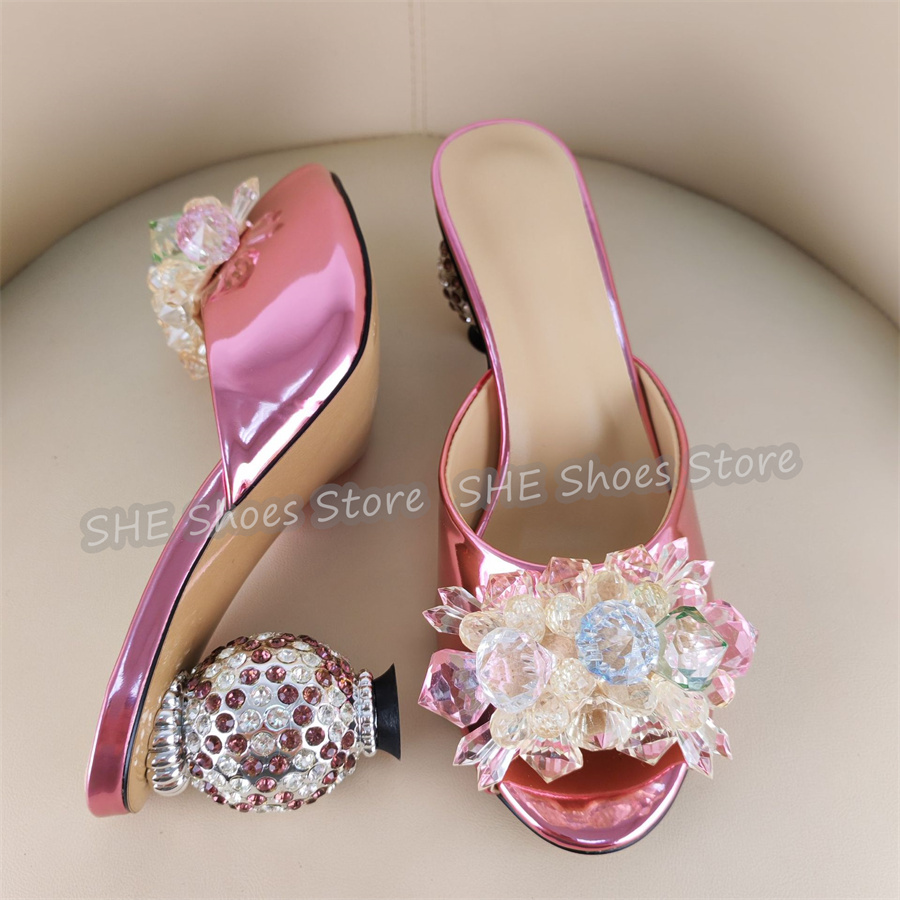 Crystal Ball Decor - Mules à talon haut pour femme,