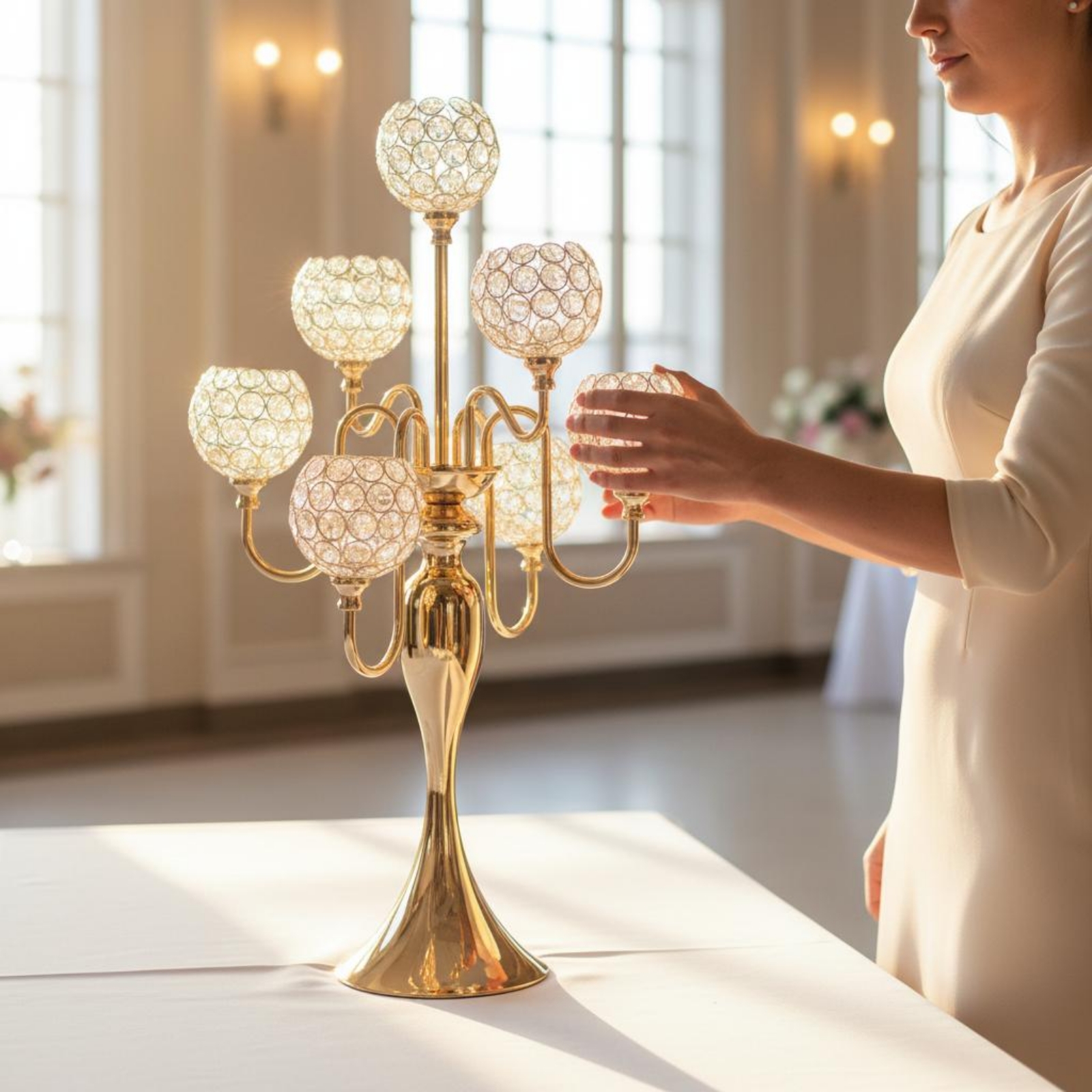 Crystal Ball Decor - Candélabre de luxe en boule de