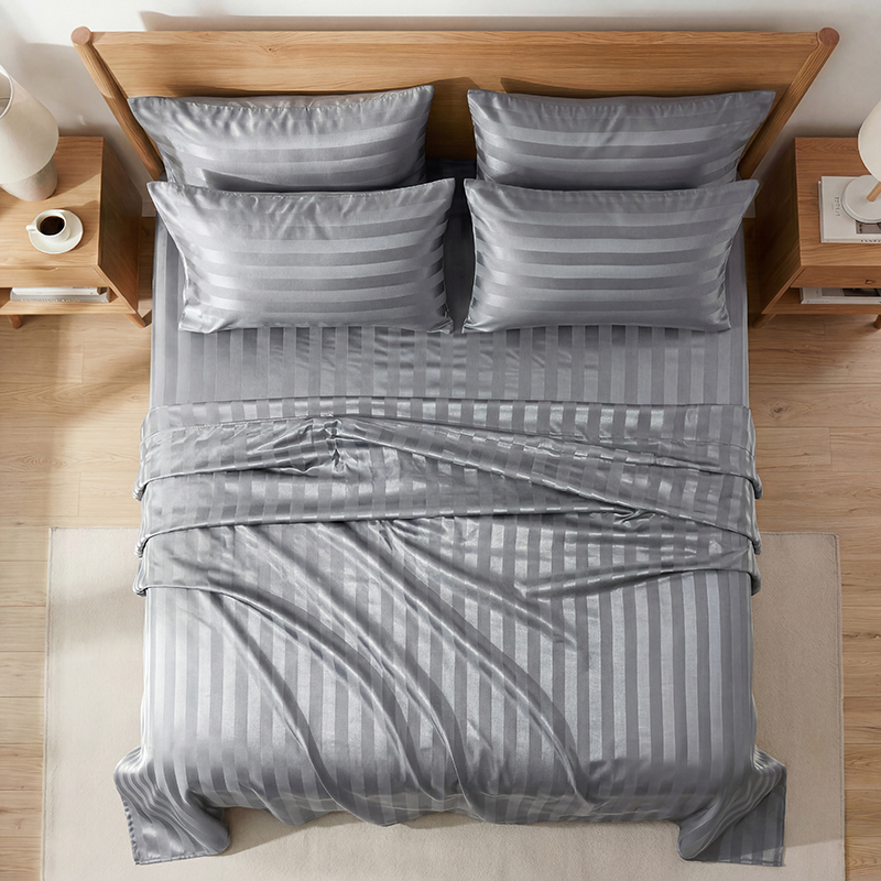 Parure de draps en satin rayé  - Silk Pillowcase Set avis et prix